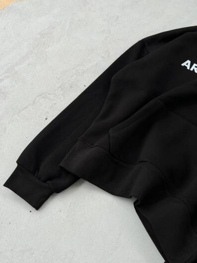 Art Is Techno Siyah Oversize Boxy Fit Hoodie - 5