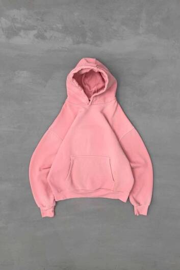 Pembe Yıkamalı Hoodie 