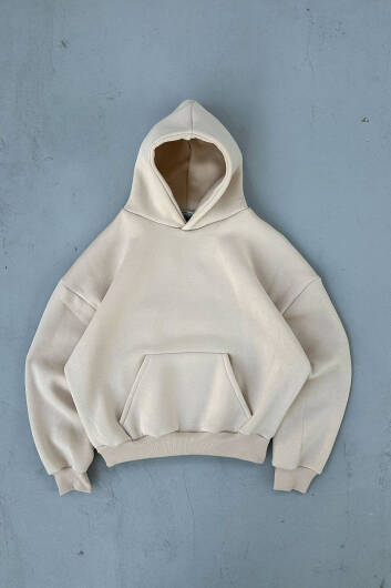 Bej Oversize Boxy Fit Hoodie - 4