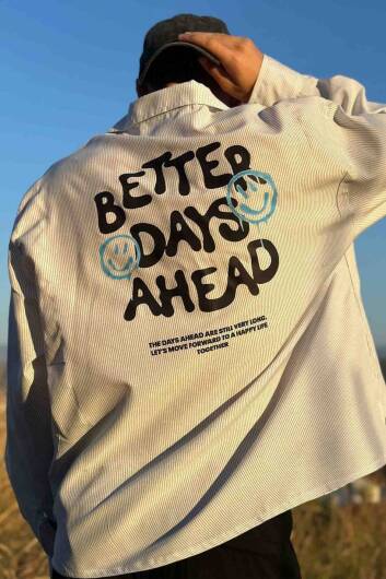 Better Days İnce Siyah Çizgili Oversize Gömlek - 4