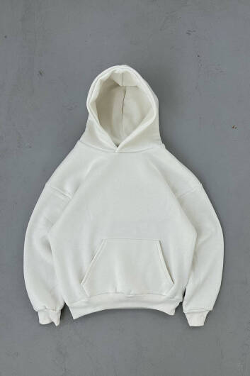 Ekru Oversize Boxy Fit Hoodie - 7