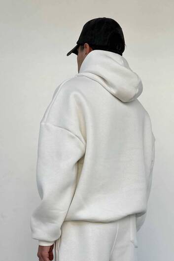 Ekru Oversize Boxy Fit Hoodie - 6