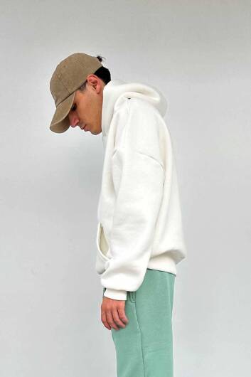 Ekru Oversize Boxy Fit Hoodie - 11