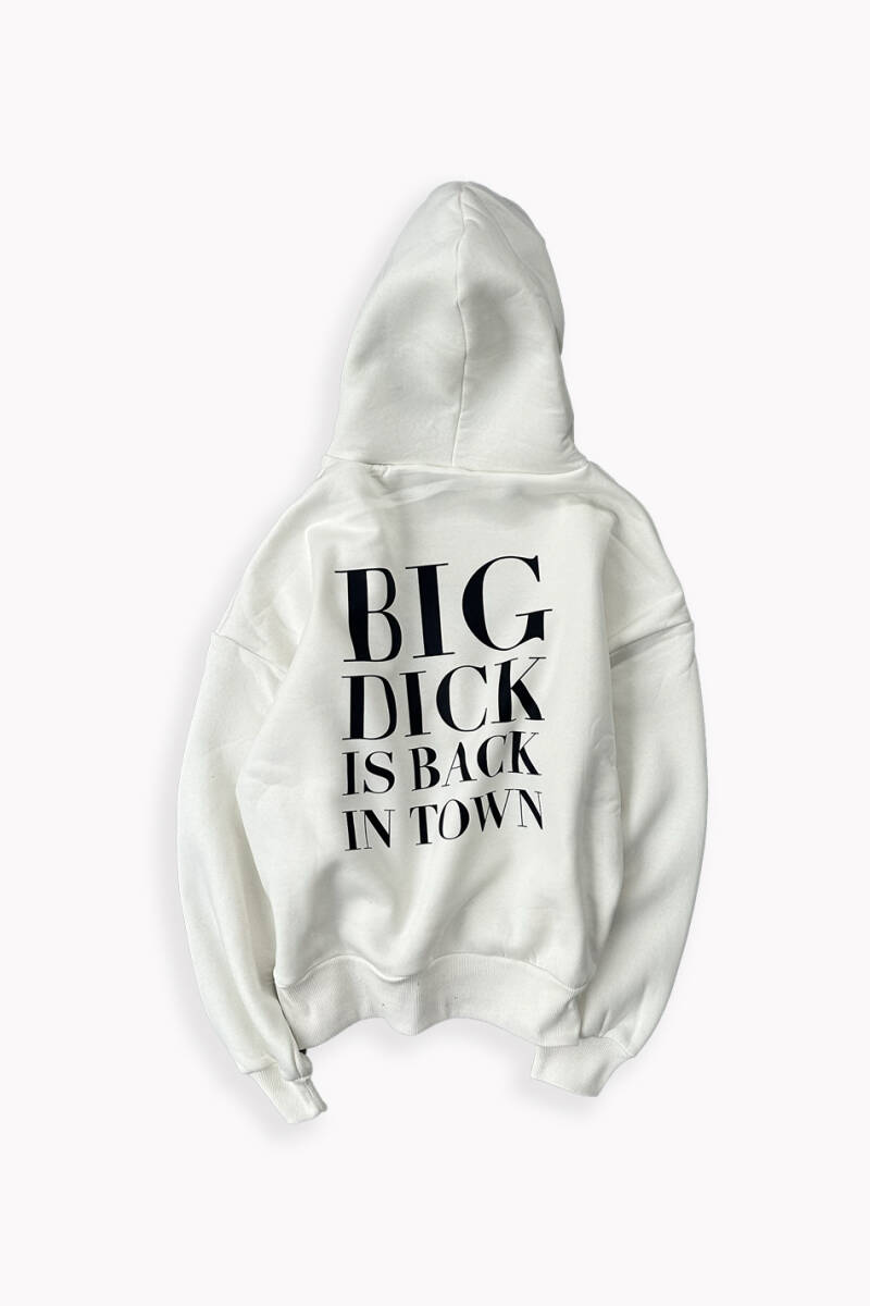 Big Dick Ekru Oversize Boxy Fit Hoodie - 1