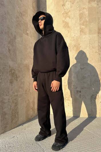 Extra Oversize Siyah Heavyweight Hoodie - 4