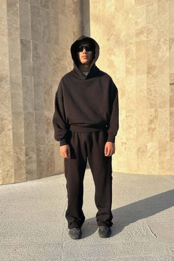 Extra Oversize Siyah Heavyweight Hoodie - 2