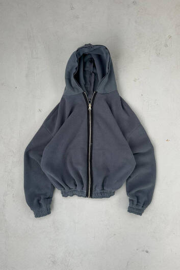 Füme 480 GSM Çift Taraflı Oversize Boxy Fit Zip Hoodie - 7