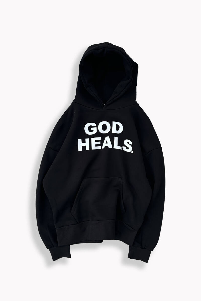 God Heals Ekru Oversize Boxy Fit Hoodie - 1