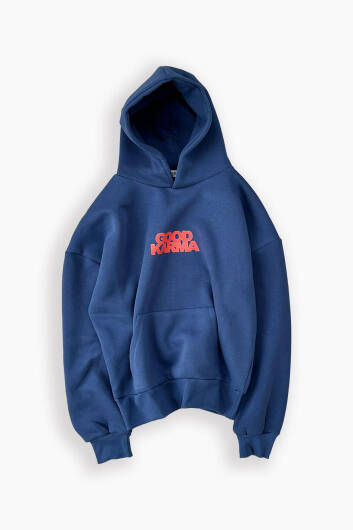 Good Karma İndigo Oversize Boxy Fit Hoodie - 2