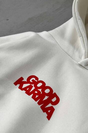 Good Karma Ekru Oversize Boxy Fit Hoodie - 3