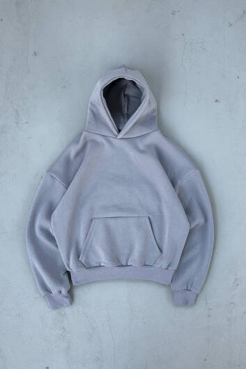 Gri Oversize Boxy Fit Hoodie - 3