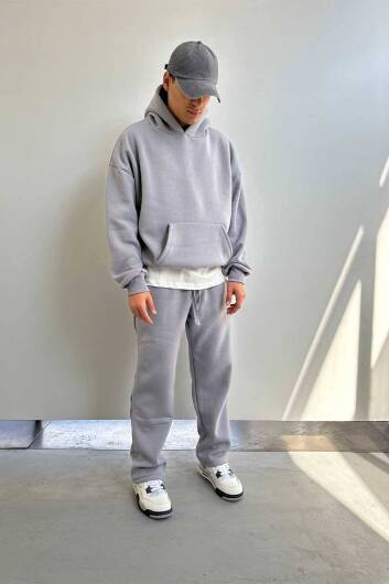 Gri Oversize Boxy Fit Hoodie - 2