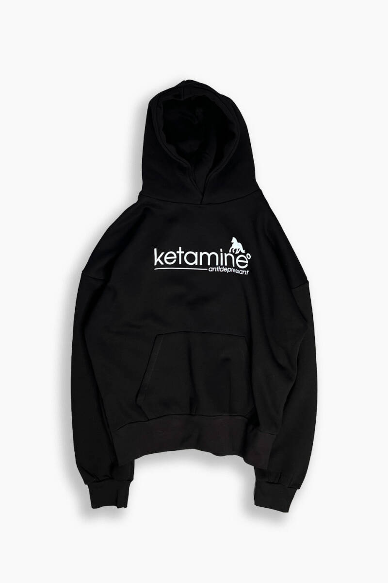 Ketamine Sİyah Oversize Boxy Fit Hoodie - 1