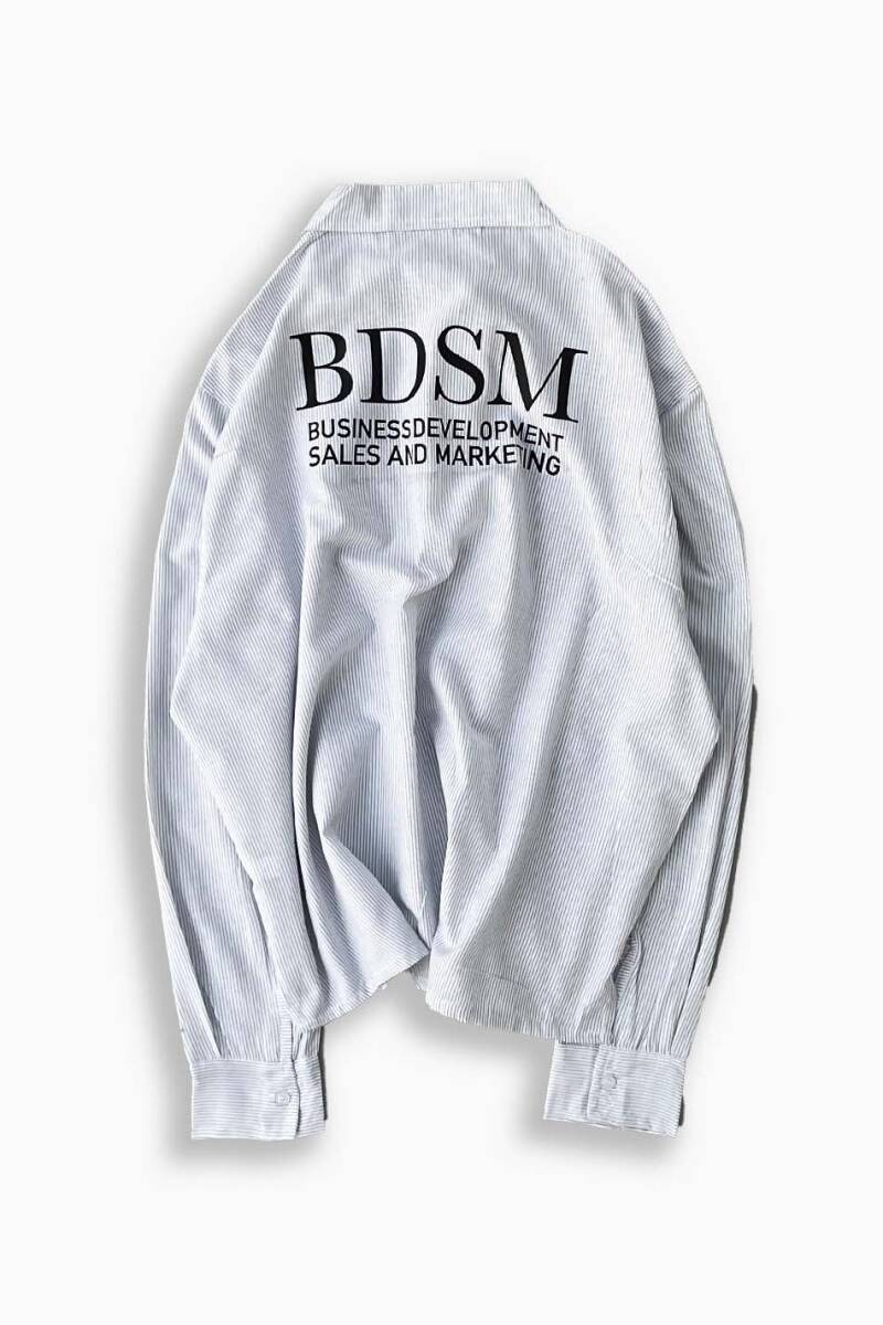 BDSM İnce Siyah Çizgili Oversize Gömlek - 1