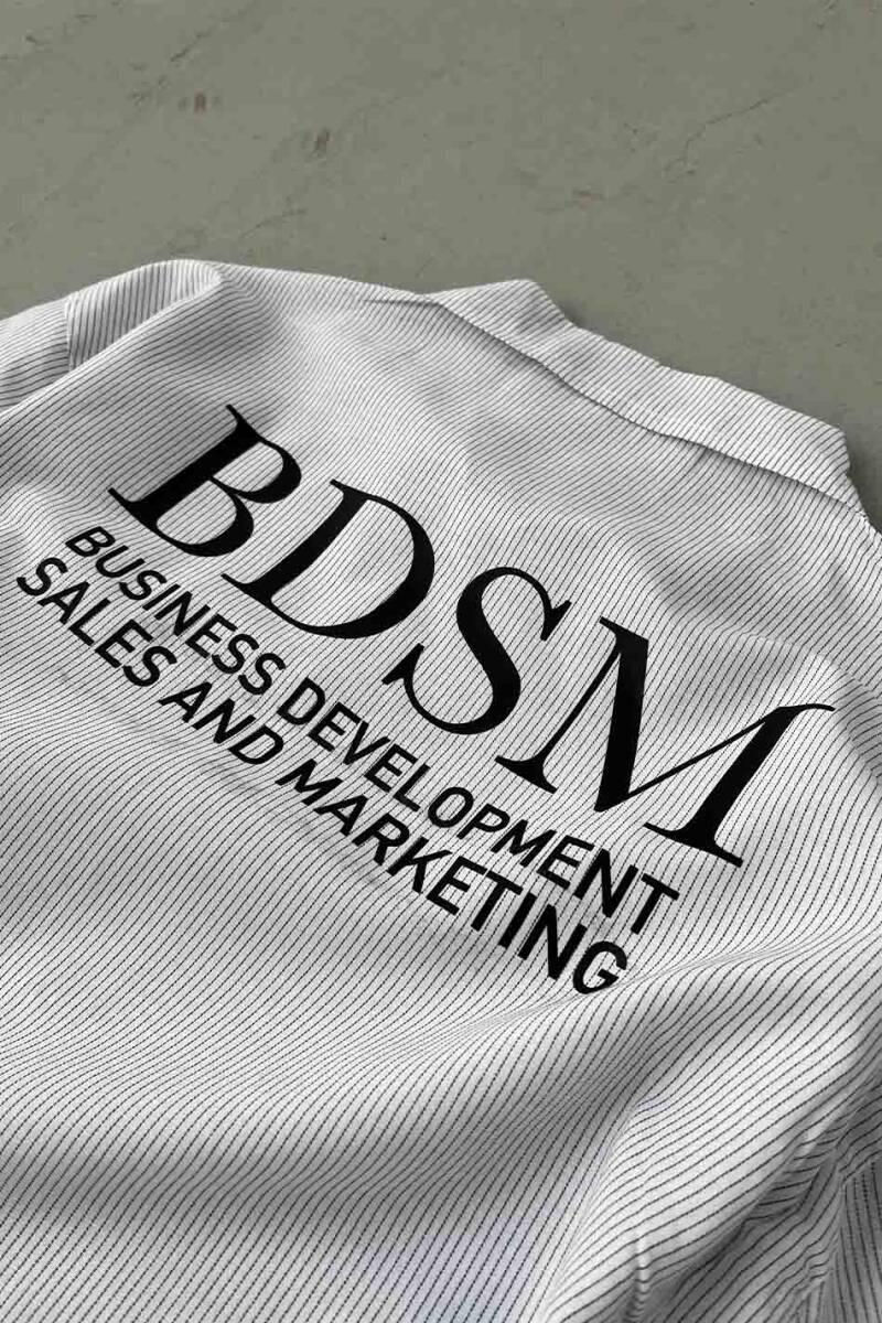 BDSM İnce Siyah Çizgili Oversize Gömlek - 2