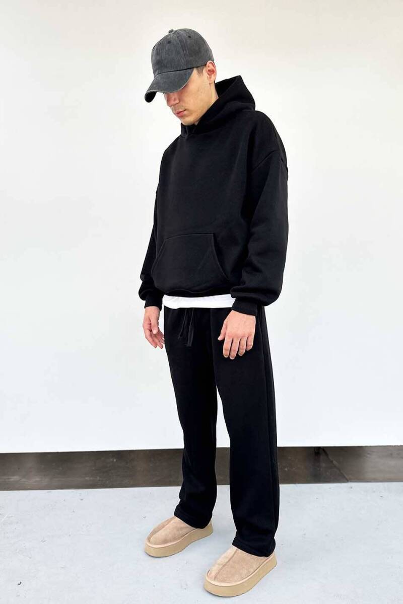 Need Peace Sİyah Oversize Boxy Fit Hoodie - 4