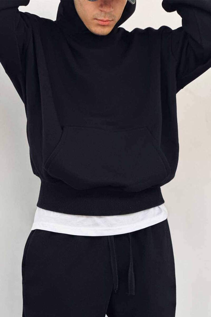 Need Peace Sİyah Oversize Boxy Fit Hoodie - 5