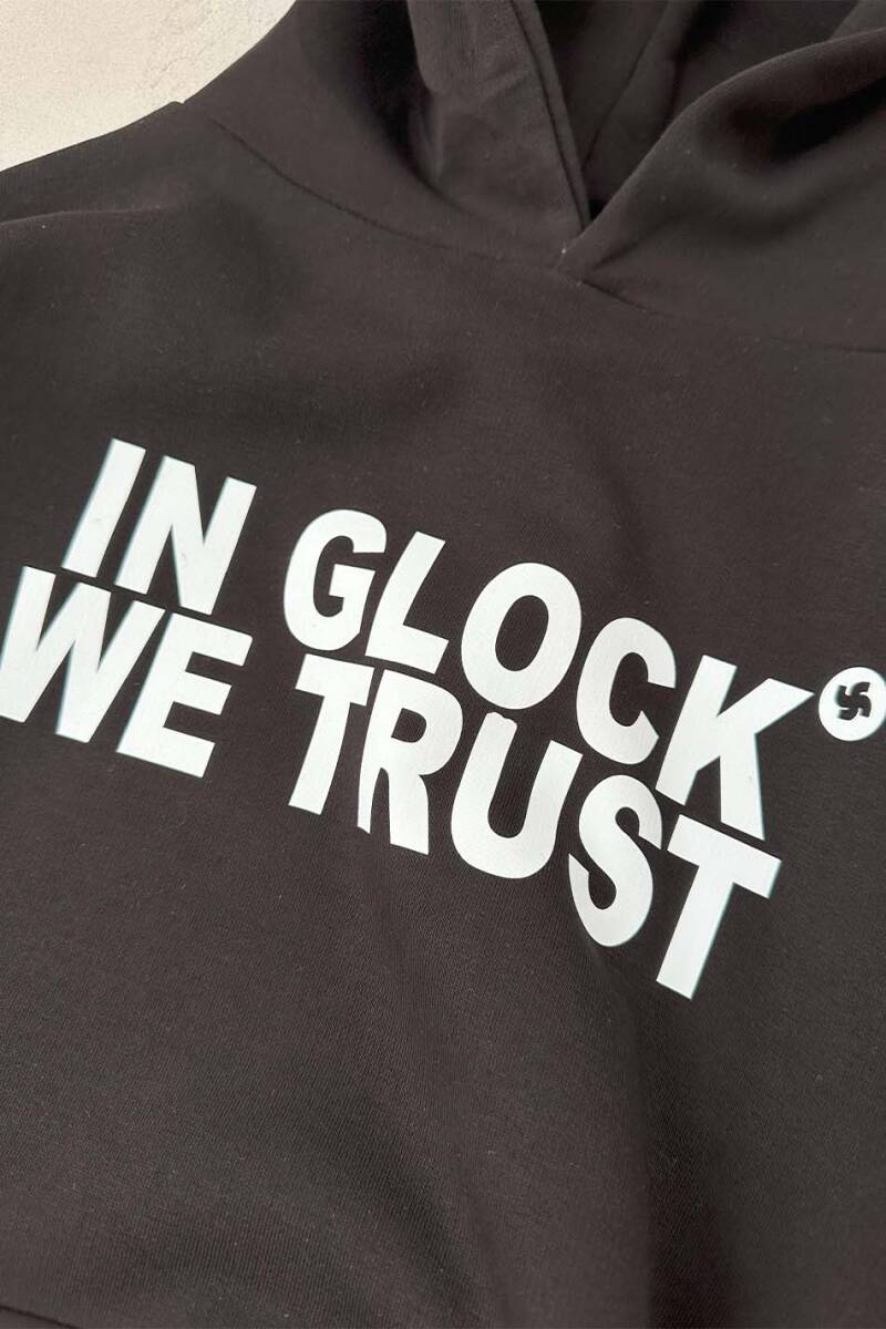 In Glock We Trust Sİyah Oversize Boxy Fit Hoodie - 3