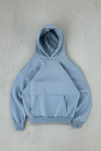 Açık Mavi Oversize Boxy Fit Hoodie - 7