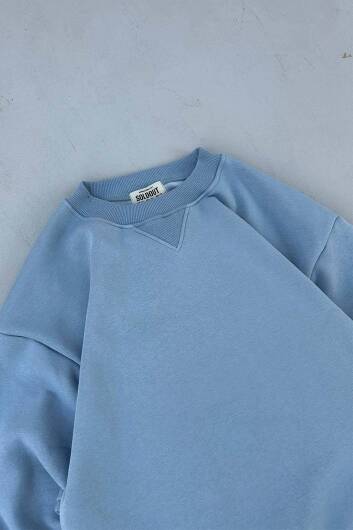 Açık Mavi Oversize Sweatshirt - 3