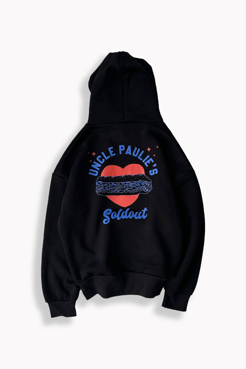 Paulie Siyah Oversize Boxy Fit Hoodie - 1