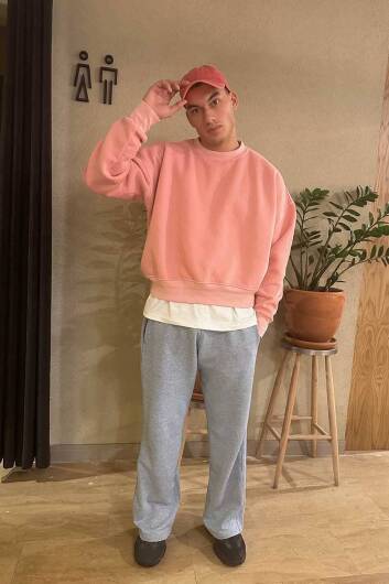 Pembe Crop Acid Wash Sweatshirt - 1