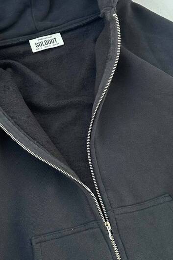 Siyah Heavyweight (550 GSM) Oversize Boxy Fit Zip Hoodie - 3