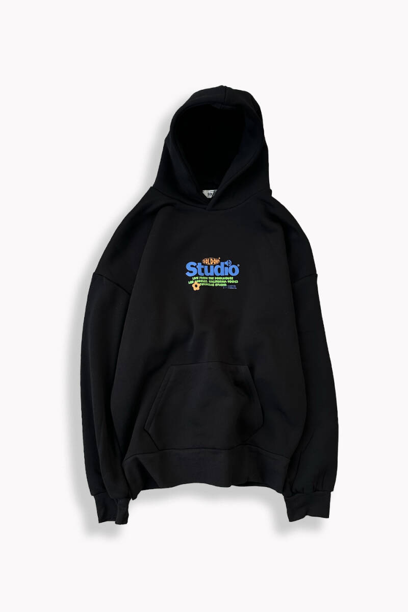 Studio Siyah Oversize Boxy Fit Hoodie - 1