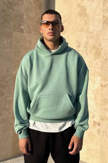 Yeşil Oversize Boxy Fit Hoodie 